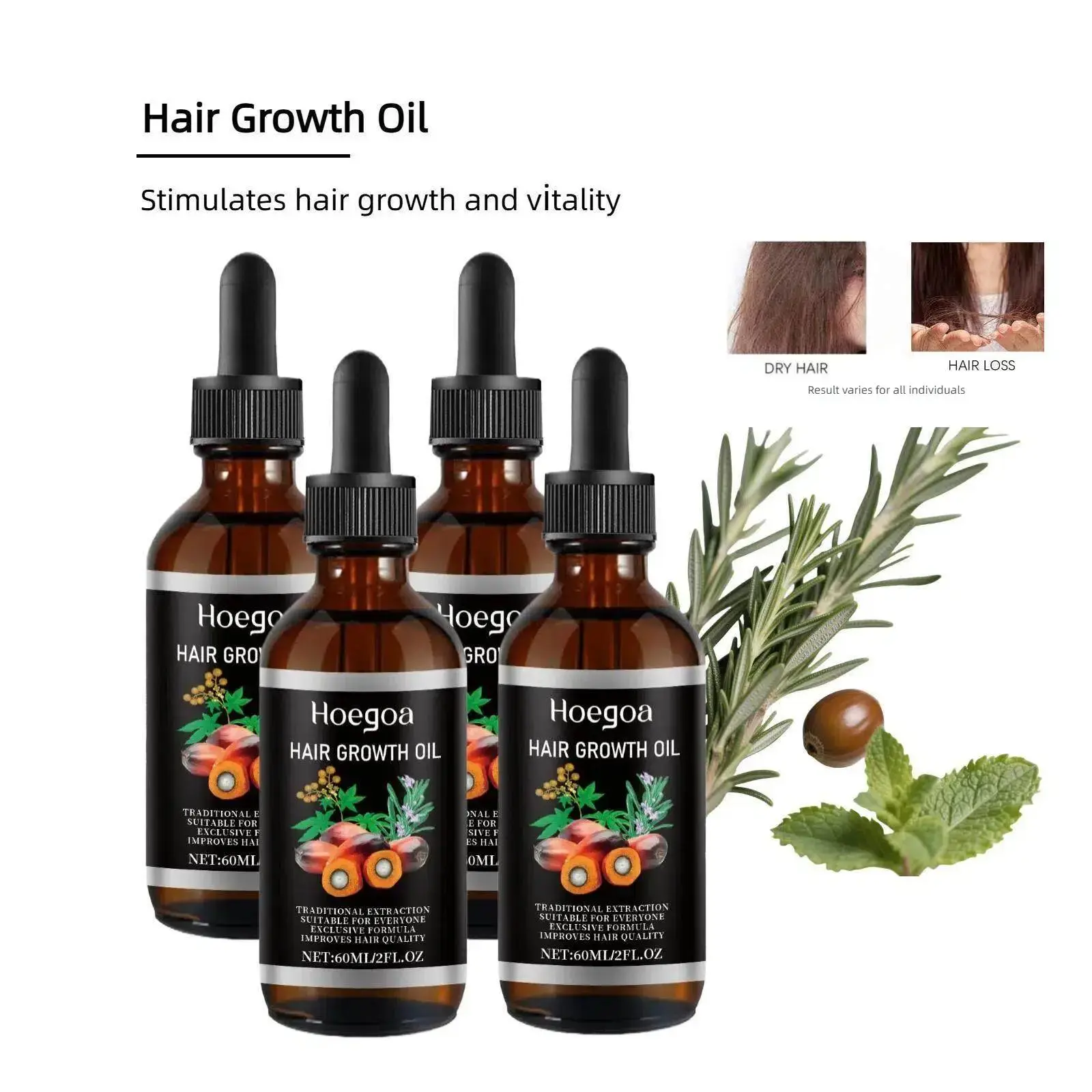 60ml Organic Rosemary & Batana Hair Serum - Blended with Jojoba & Argan Essential Oils - Daily Apply for All Types Hair, Scalp Health, Growth Boost, Moisture Restoration, Repair & Relief