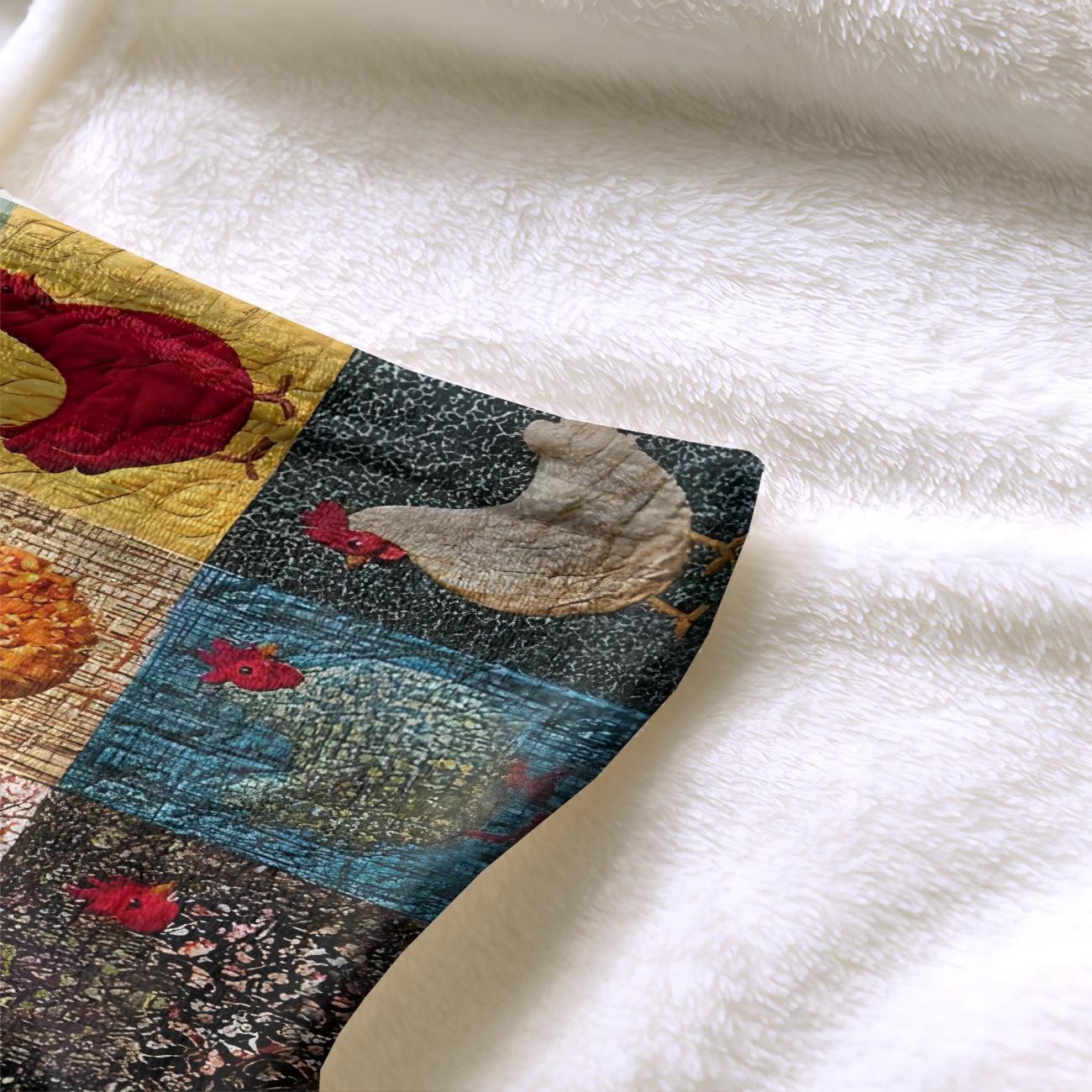 Cute Chicken Pattern Fleece Blanket, 1 Count Soft Comfortable Throw Blanket, Warm Nap Blanket for Home Office Travel Camping, Soft Comfy Blanket