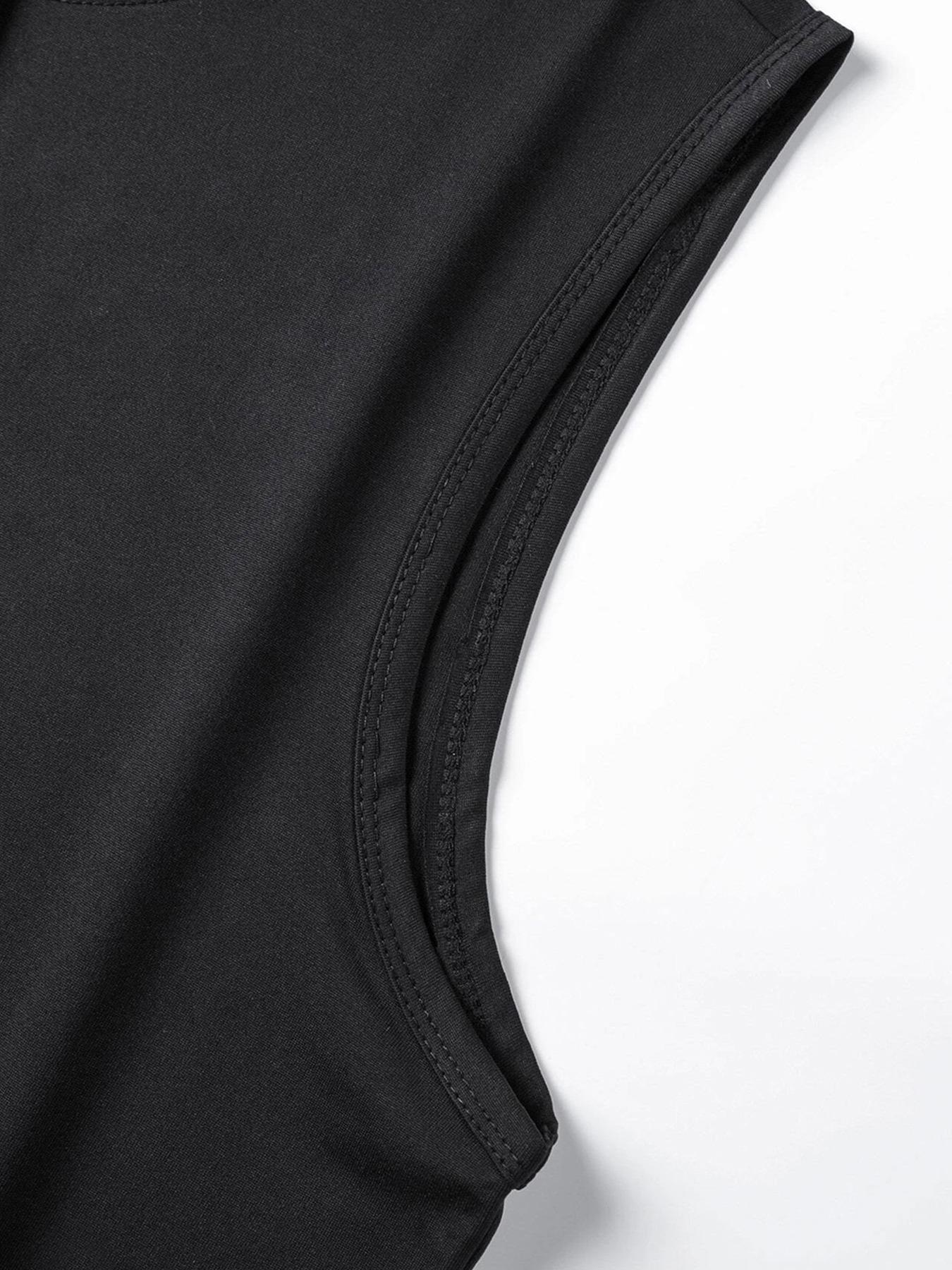 Hooded Vest and Gym Shorts Two-Piece Set, Casual Summer with Letter Pattern, Fitted Knitted Sportswear for Active Lifestyle, Sportswear Running Fitness, Workout Running Clothes, Streetwear Tracksuit Set