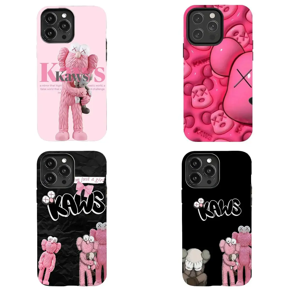 Fashion K-KAWS Pink Trendy Y2K Phone Case,Featuring A Street Graffiti Design,Compatible with The iPhone 17 16 15 14 13 12 11 Pro Max Plus Air Fall Protection
