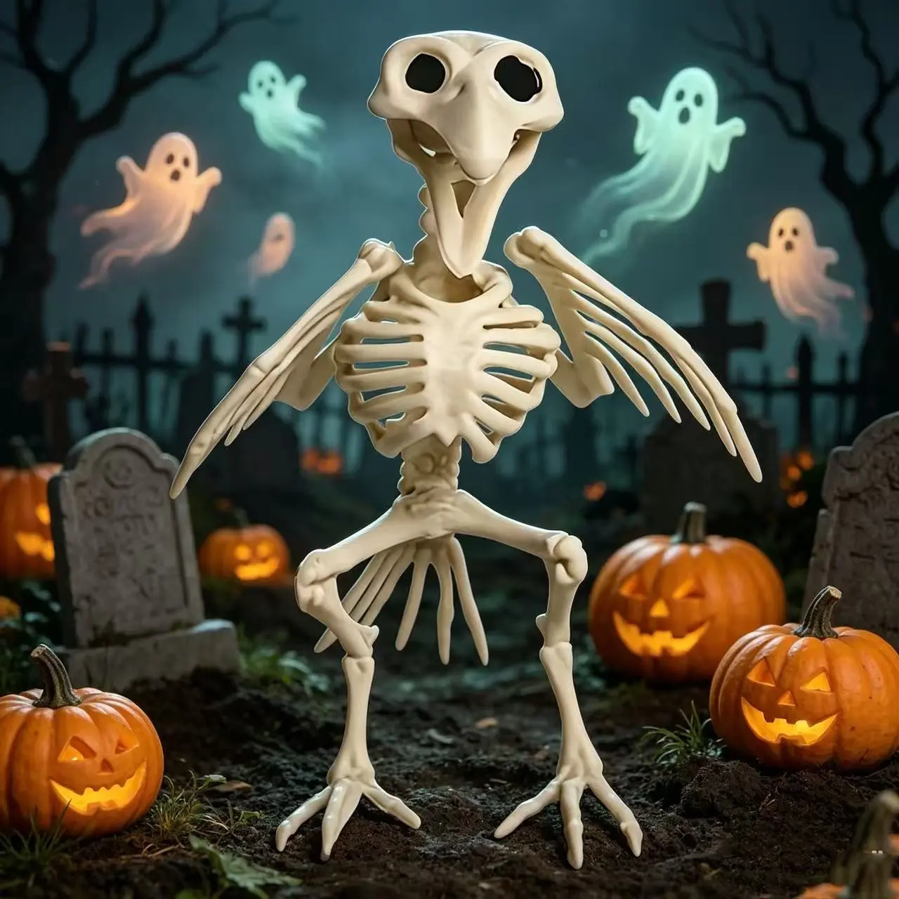 Halloween Crow Animal Skull Adjustable Skeleton, Funny Halloween Gift, Prank Decoration, Realistic Crow Prank Skeleton, Fun Halloween Decorations