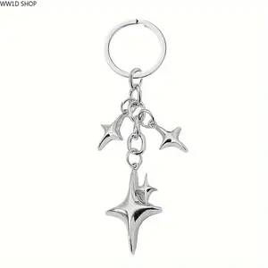 Star Moon Keychain for Women, Silver Tone Celestial Pendant Accessory for Handbags, Backpacks and Keys, Lightweight Daily Carry Charm
