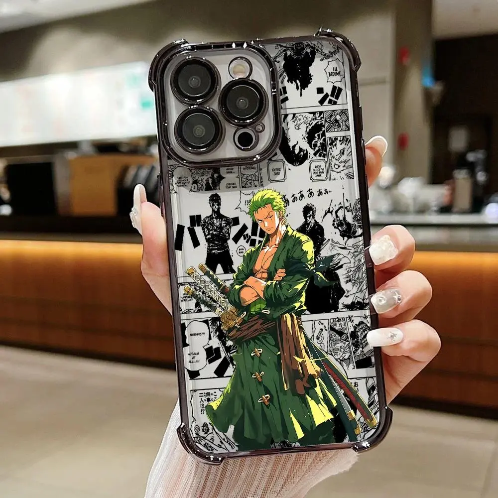 Personalized Colorful Anime Zoro Plating TPU Phone Case - Anti-Fall Airbag Protection, Impact Resistance, Full Coverage - Cute Mobile Accessories for iPhone 17 Air,16 Pro,16,15,14,13,12,11 Pro Max Plus & Samsung S26,S25,S24 Plus Ultra