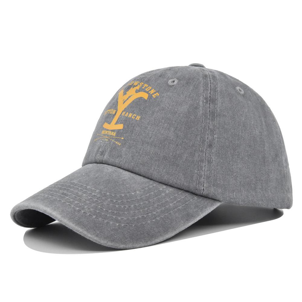Cross-border European and American Y-print baseball cap, YELLOWSTONE embroidered duckbill cap, washed and distressed curved brim Yellowstone cap