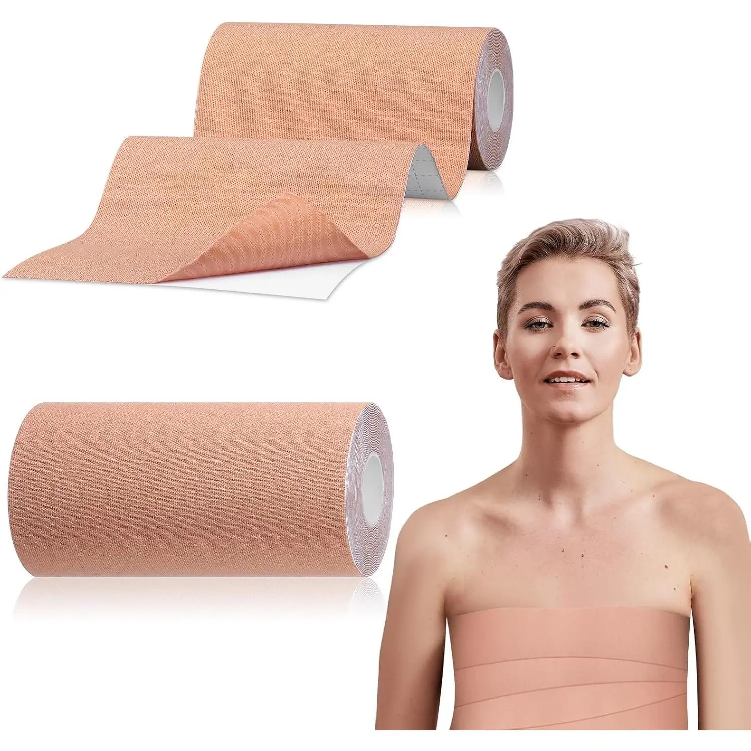 2 Rolls Wide Trans FTM Binder Tape for Chest Binding Adhesive Trans Chest Tape Flat for Transgender Breast Boob