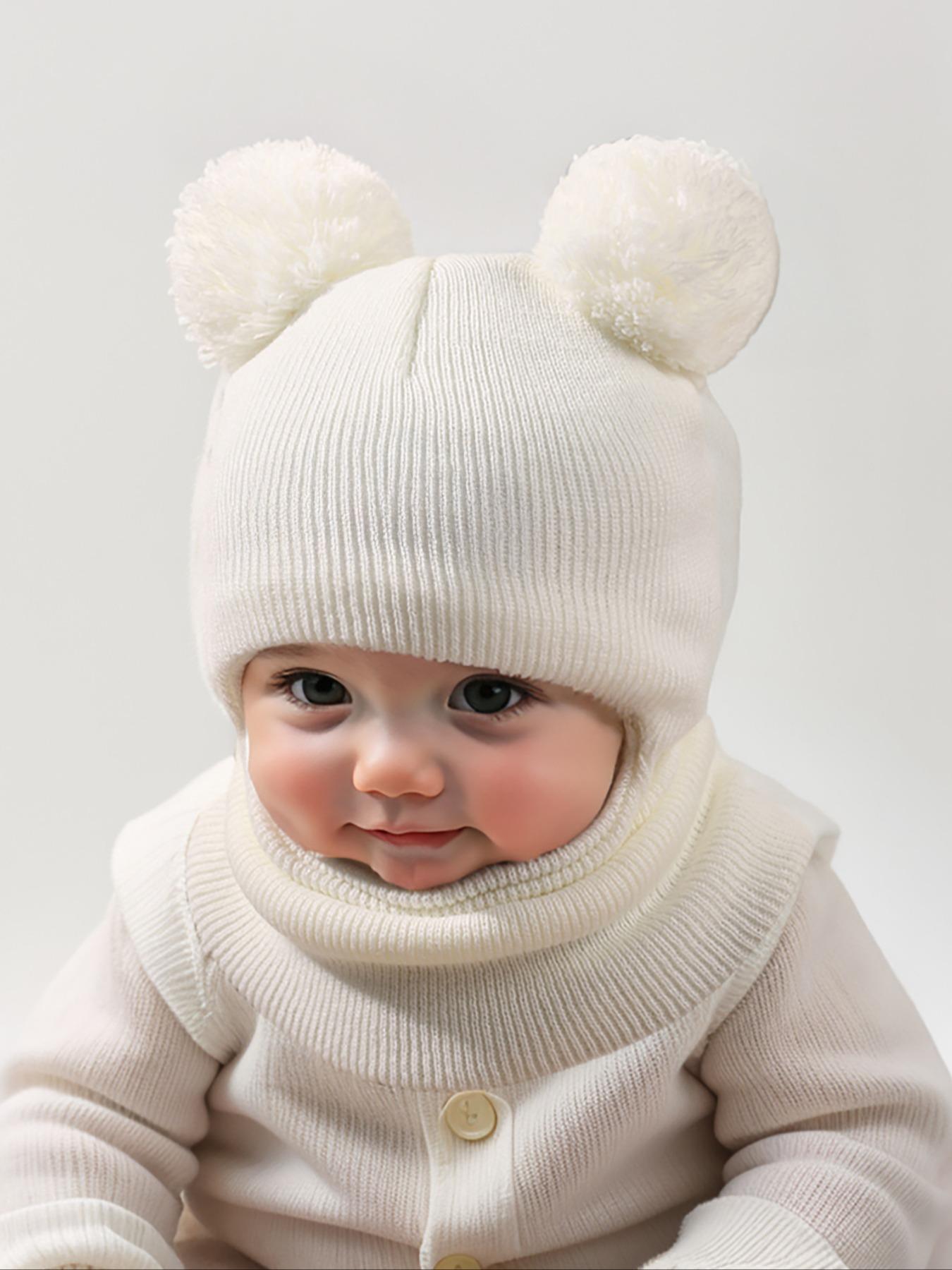 Pom Pom Knit Hat for Babies 1-3 Years Old, Warm Winter Beanie for Outdoor Use, Casual Style Daily Cap, Moderate Fabric Thickness, Winter Skull Cap