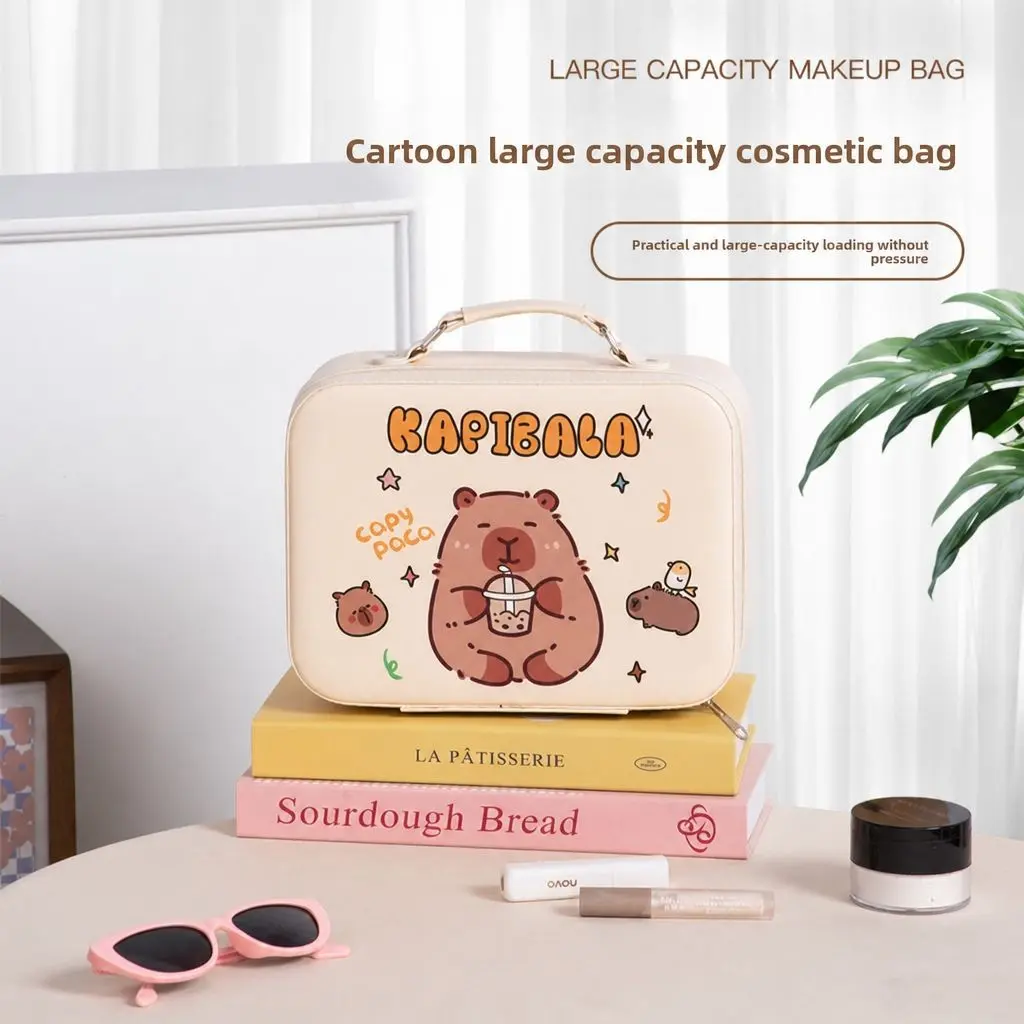 Cartoon Capybara Pattern Multi-Functional Makeup Organizer Bag, Waterproof Handbag, Large Capacity Travel Pouch, Cute Cosmetic Bag, All-Season Women's Handbag #cosmeticbag #makeuppouch #travelmakeupbag #viralmakeupbag #hotgirlmakeupbag #cosmeticstorage