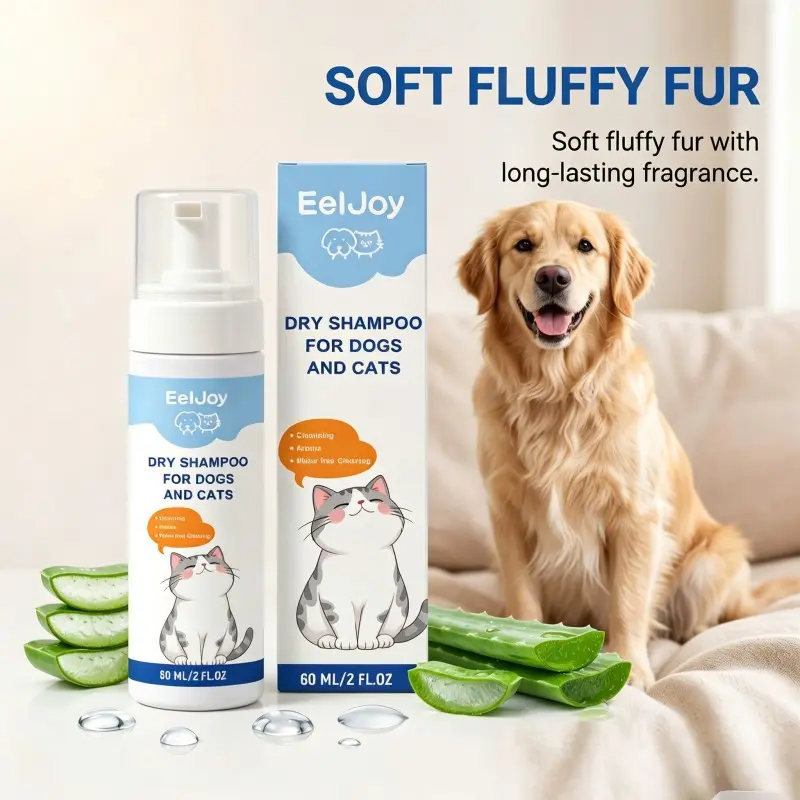 Eeljoy No-Rinse Shampoo for Dogs and Cats, Clean and Fresh, Easy to Wipe, Pet Care Essentials, Gentle Formula, Long-Lasting Fragrance