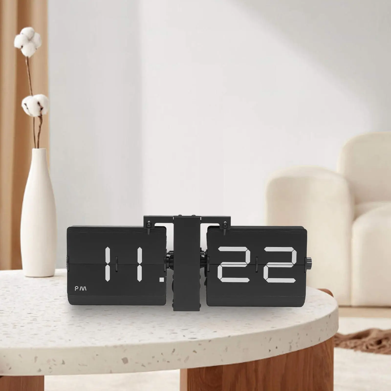 Flipping Out Wall and Tabletop Flip Clock, Battery Operated Digital Display Flipping Out Wall and Tabletop Flip Clock, Black, Battery Operated Digital Display Room Decor Home Gift Decoration