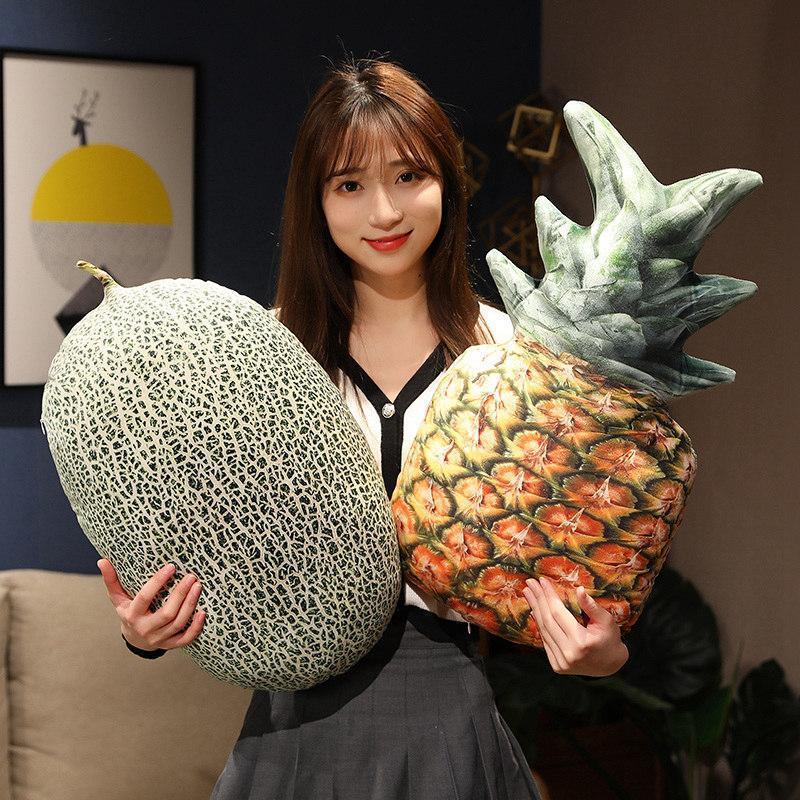 3D Simulation Fruit Vegetable Stuffed Plush PillowToys Creative Realistic Strawberry Durian Cushion Home Decor Kids Funny Gift