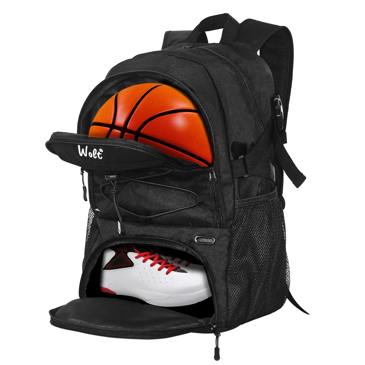 Elite Air Cushion Sports Backpack 20-35L - Men's Student School Bag with Basketball/Soccer/Volleyball Gear Storage, Shoe Compartment, Computer Sleeve, Travel-Friendly, Stylish Advanced Design