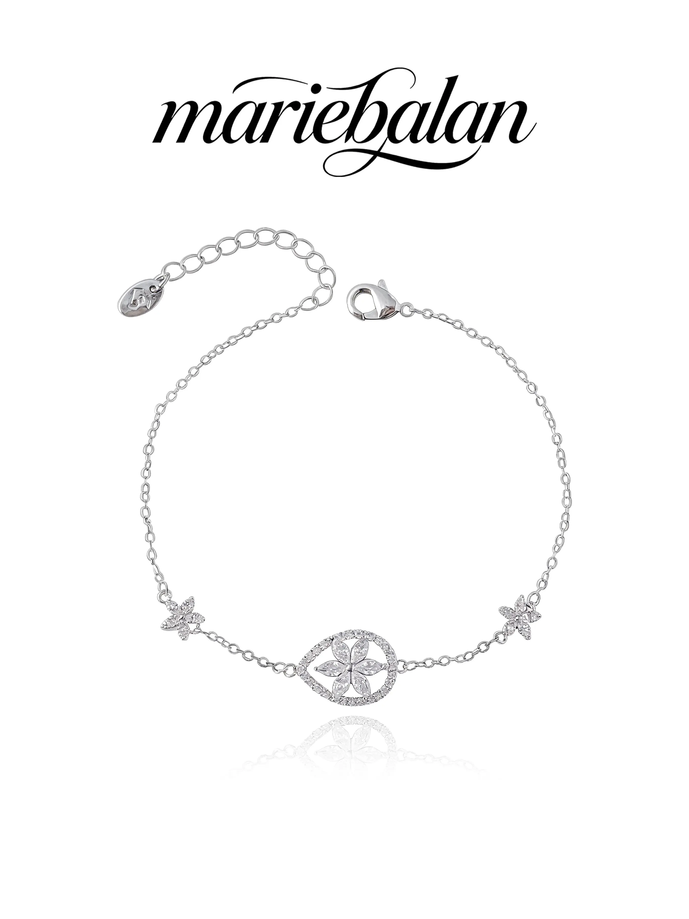 Elegant Flower Zircon Bracelet Adjustable Silver Color Teardrop Design Minimalist Jewelry Gift for Women Birthday and Valentine's Day