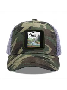 Peace Like A River landscape Camouflage Mesh Baseball Cap for Men & Women - Adjustable Snapback Trucker Hat, Breathable Back for Hiking, Fishing, Camping, Golf & Casual Outdoor Attire Camouflage Random