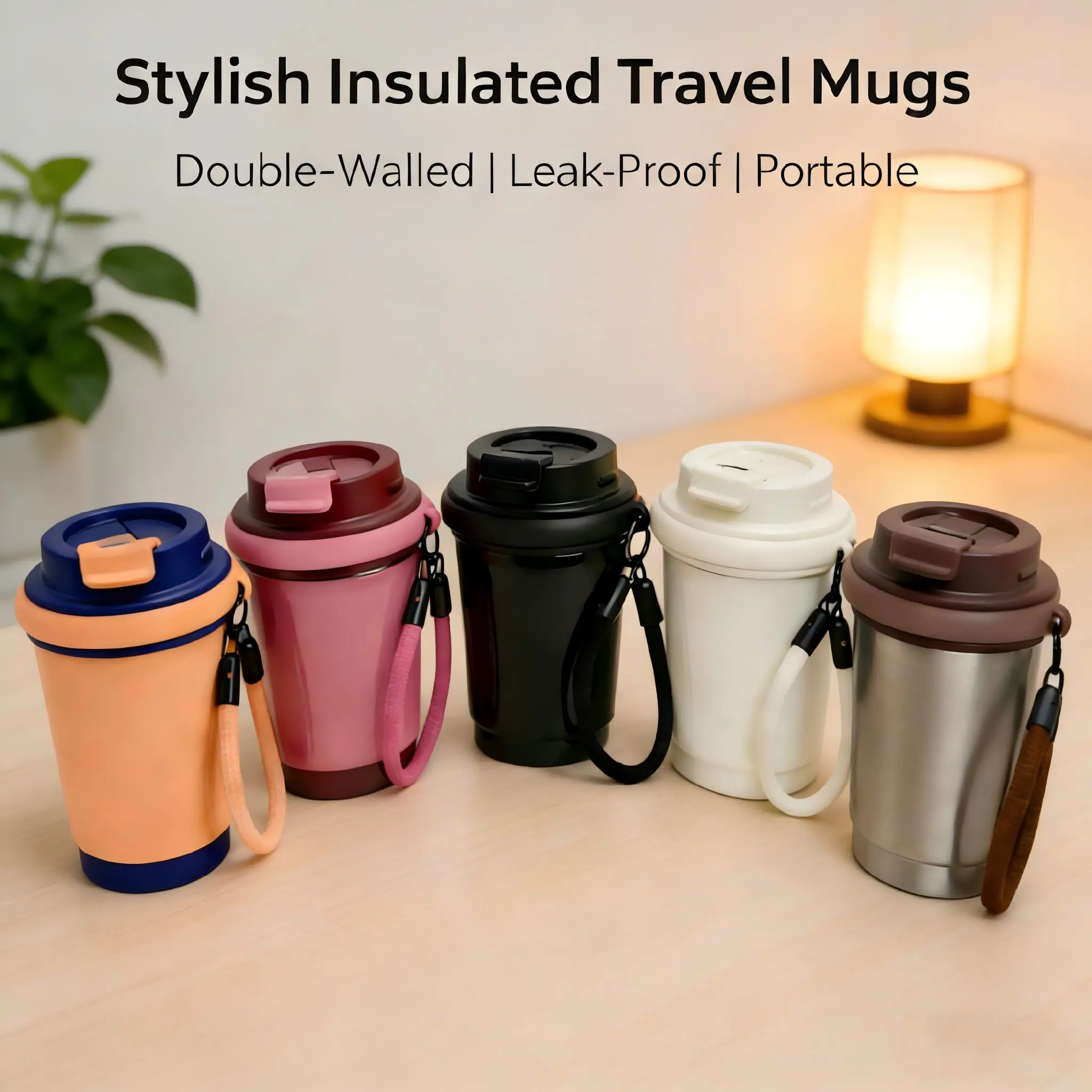 1 pc 15oz Ceramic Lined Stainless Steel Coffee Tumbler, Double Wall Vacuum Insulated Mug, Travel Mugs Insulated For Hot And Cold, Ceramic Interior, Keeps Drinks Hot and Cold for Hours, Spill-Resistant Lid, Ideal for Office, Travel and Daily Coffee