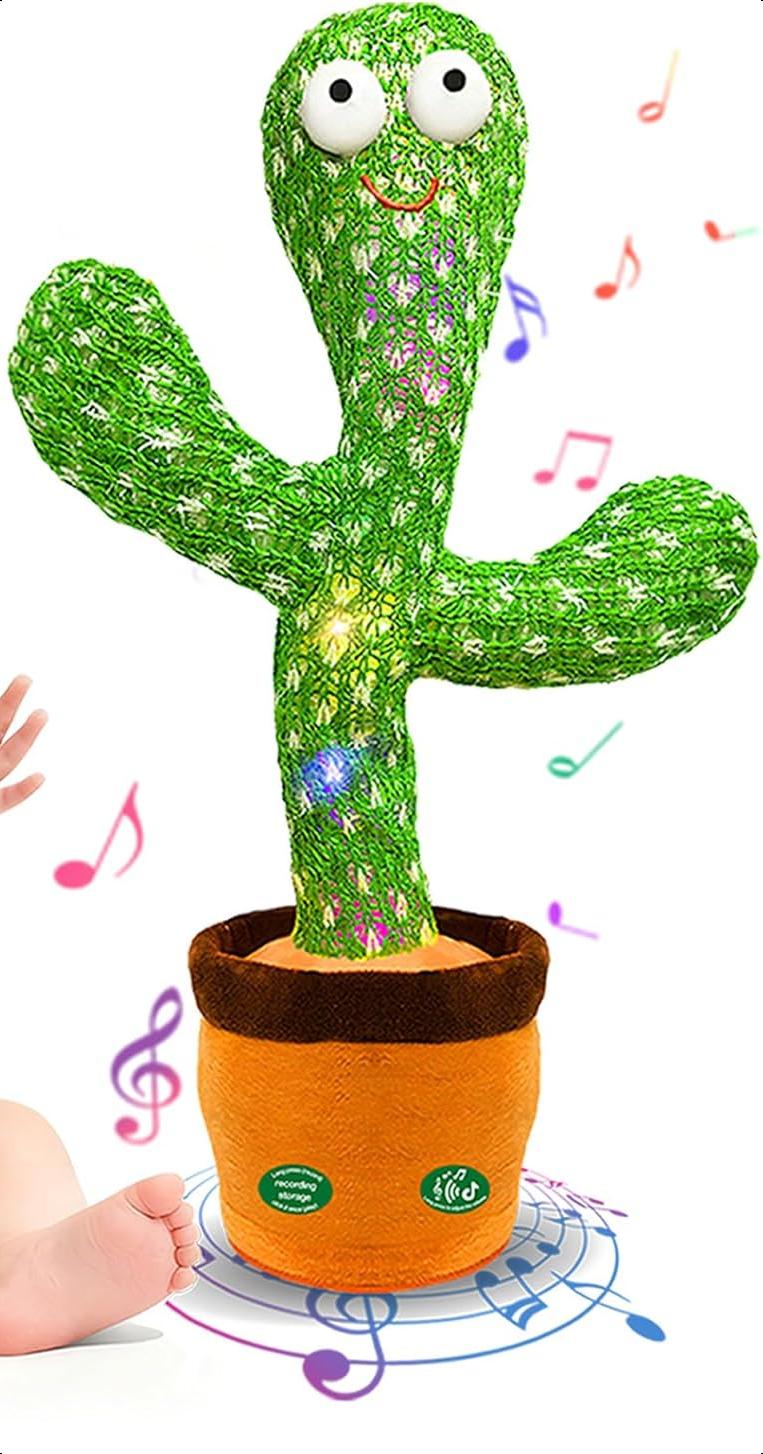 Interactive Toys Dancing Talking Cactus Toy,Funny Gift , Singing Musical Record Repeat What You Say Light Up Toy for Toddler (Volume Adjustment)
