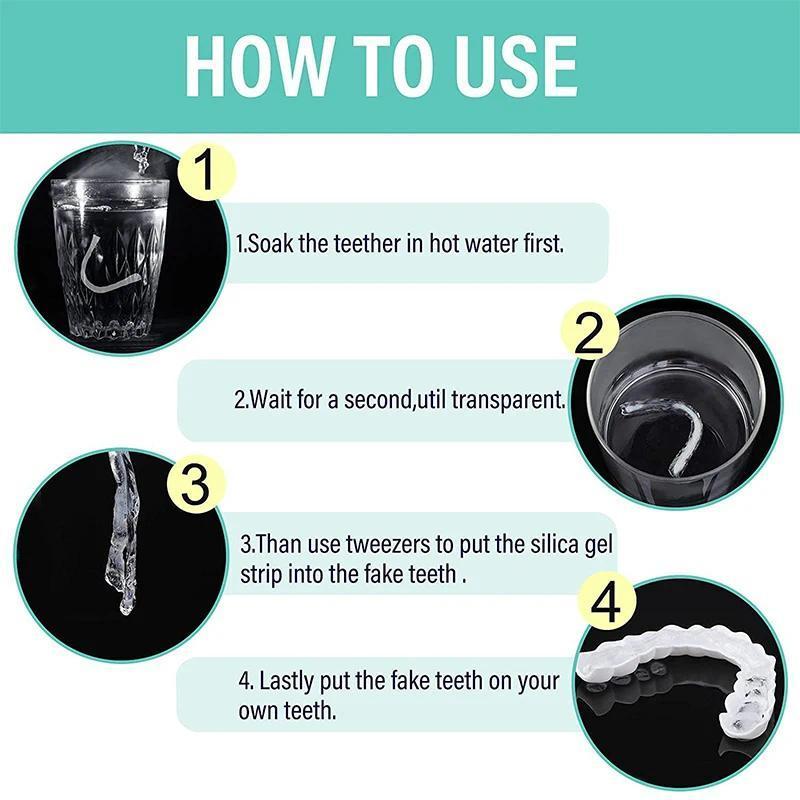 Adjustable Denture Teeth Set Perfect Fit Teeth Whitening Snap On Silicone Portable Denture Braces Decorate Gaps Smile Veneers