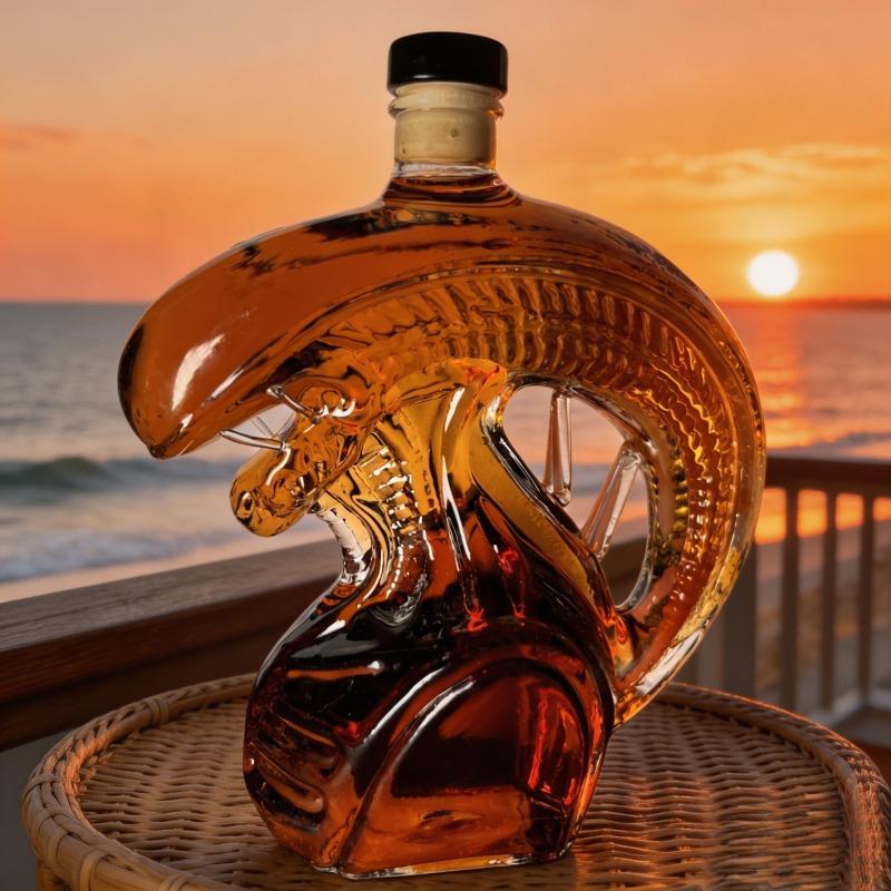 The Monster Decanter—an alien-themed glass decanter inspired by classic movie monsters. An exceptional collectible, it seamlessly combines the practical function of holding spirits with the decorative aesthetic of a creative display piece. (Glass)