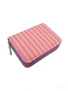 Rainbow Stripe Coin Wallet, PU Leather Short Zipper Wallet, Multi-Card Slot, Portable Card Holder, Cute Style