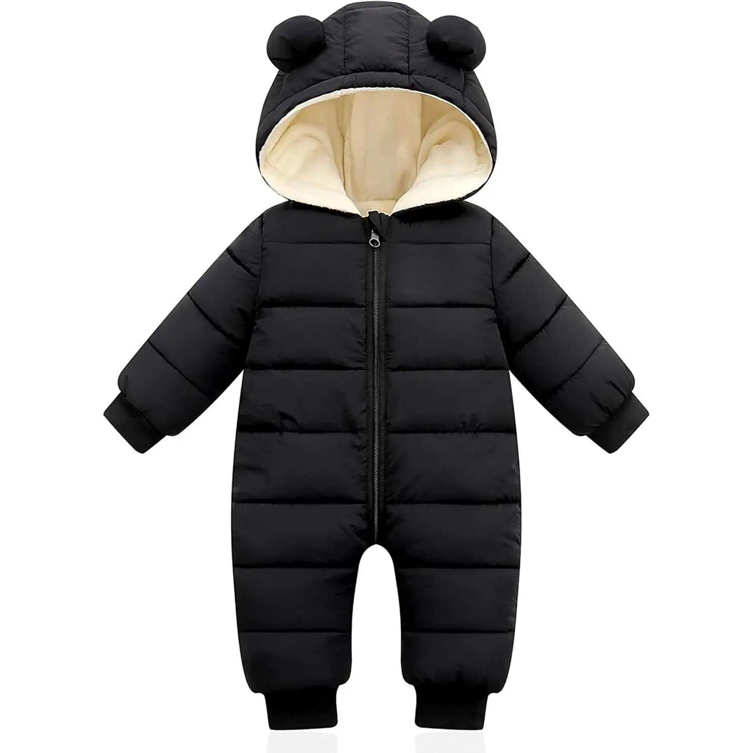 Unisex Infant Toddler Warm Hooded Zipper Front Snowsuit, Cute Newborn Winter Jumpsuit, Cozy Bodysuit Outfit (On Sale)