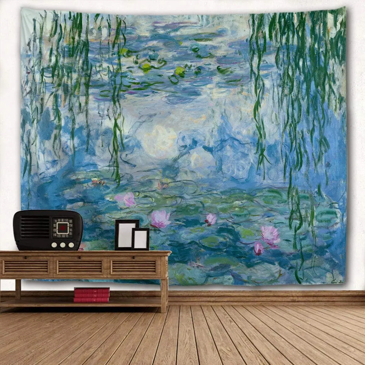 Polyester water lily tapestry, wall art, home decoration, suitable for living room, bedroom, and dormitory.