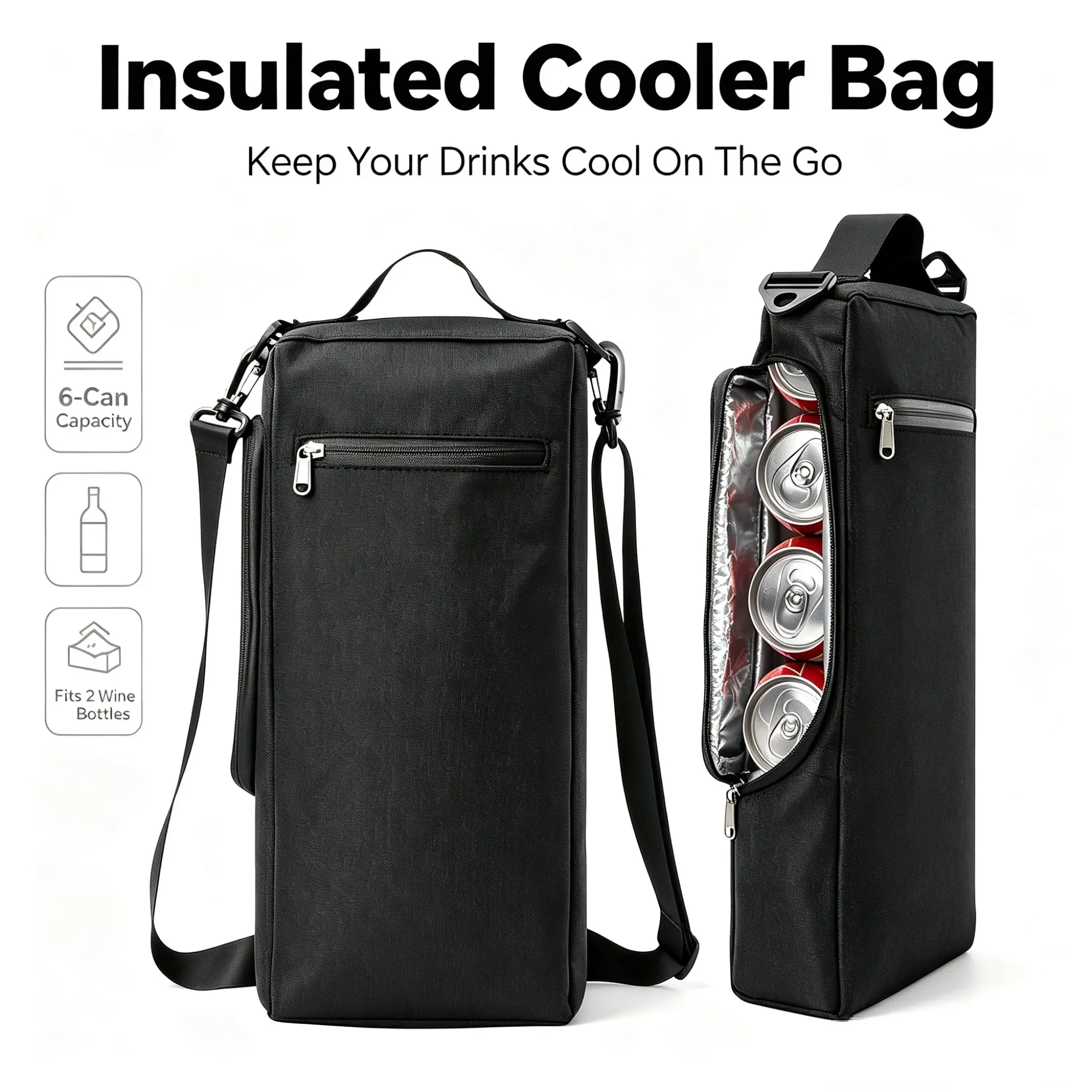 Small Soft Golf Drink Insulator Bag, Men's Sports Cooling Storage Pouch, Fits Various Canned Drinks, Wine, Portable and Lightweight