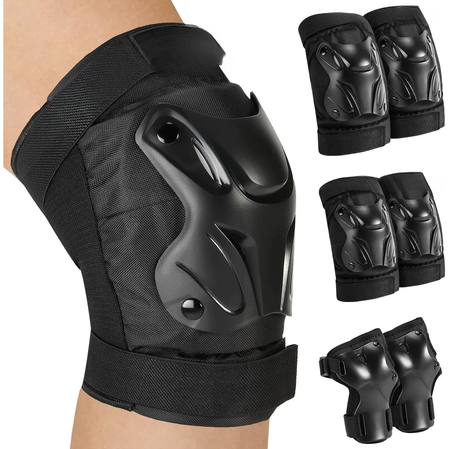 Skating Protective Gear Knee and Elbow Pads Wrist Guards for Roller Skating Skateboarding, Skate Pads Adult Knee Pads
