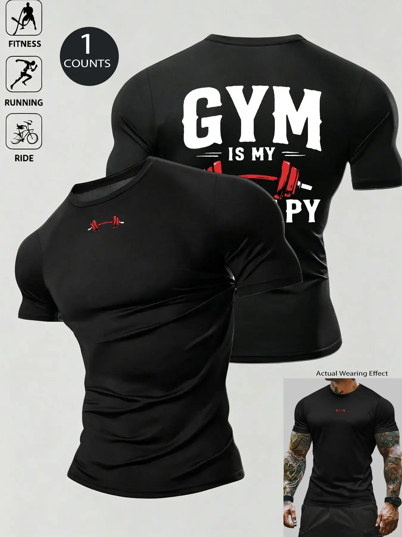 Men's Muscle Fit Compression T-Shirt, Quick Dry Breathable Workout Tee, Breathable Workout Tops, Athleisure Streetwear for Fitness Running Outdoor Casual, Multi-Use Comfortable Slim Fit Top for Gym & Daily Wear, Compression Workout Shirts