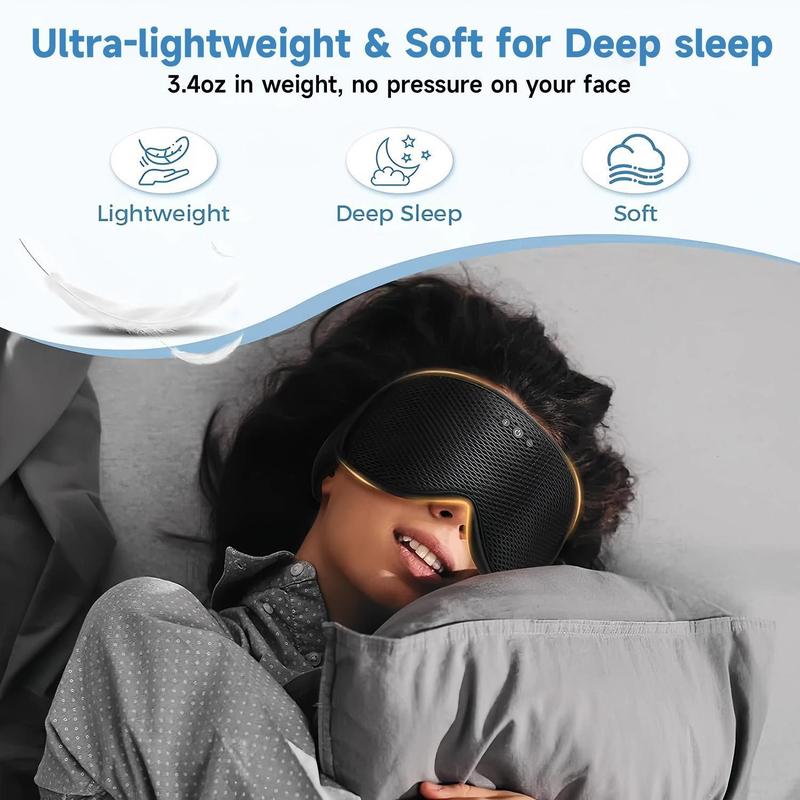 Bluetooth Sleep Mask with 3D Contoured Design & Ultra-Thin Speakers - Removable Music Eye Mask for Side Sleepers, Ideal for Meditation, Relaxation & Sleep, Tech Gift for Men & Women