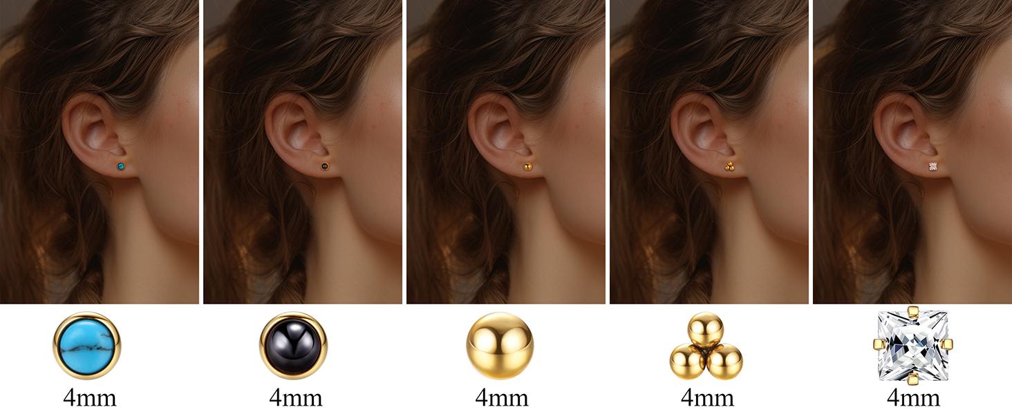 Jstyle Surgical Steel Earrings for Sensitive Ears Hypoallergenic Earrings for Women 20G Flat Back Stud Earrings Cartilage Hoop Earrings 8/10/12MM