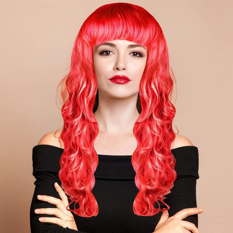 7 Pieces Colorful Long Curly Wigs for Women Polyethylene Plastic Material Wavy Hair Wigs for Cosplay Costume Party Décor 55cm LengthValentine's Day, gift