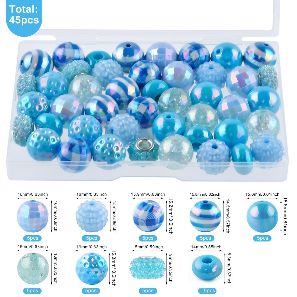 45pcs Acrylic Beads Box Set, Striped Cracked Grid Rose Pearl Spacers, DIY Jewelry Making Supplies for Bracelets & Keychains, DIY Mix Beads