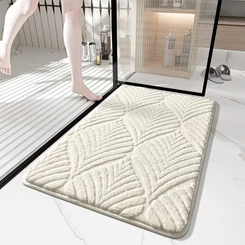 Plush Foot Mat, Bathroom Absorbent Rug, Non-Slip Bath Mat, Soft Cotton Velvet, Eco-Friendly, Quick Dry, Durable, Floor Safe