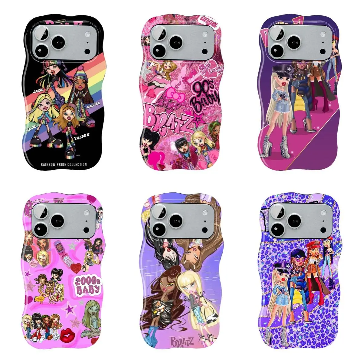 Y2K Aesthetic Bratz Doll Collage-Style Phone Case — Drop-Resistant Protective Cover. Compatible with iPhone 11–17 Pro Max/Plus Series and Samsung Galaxy S23– Series. (Mobile Accessories)