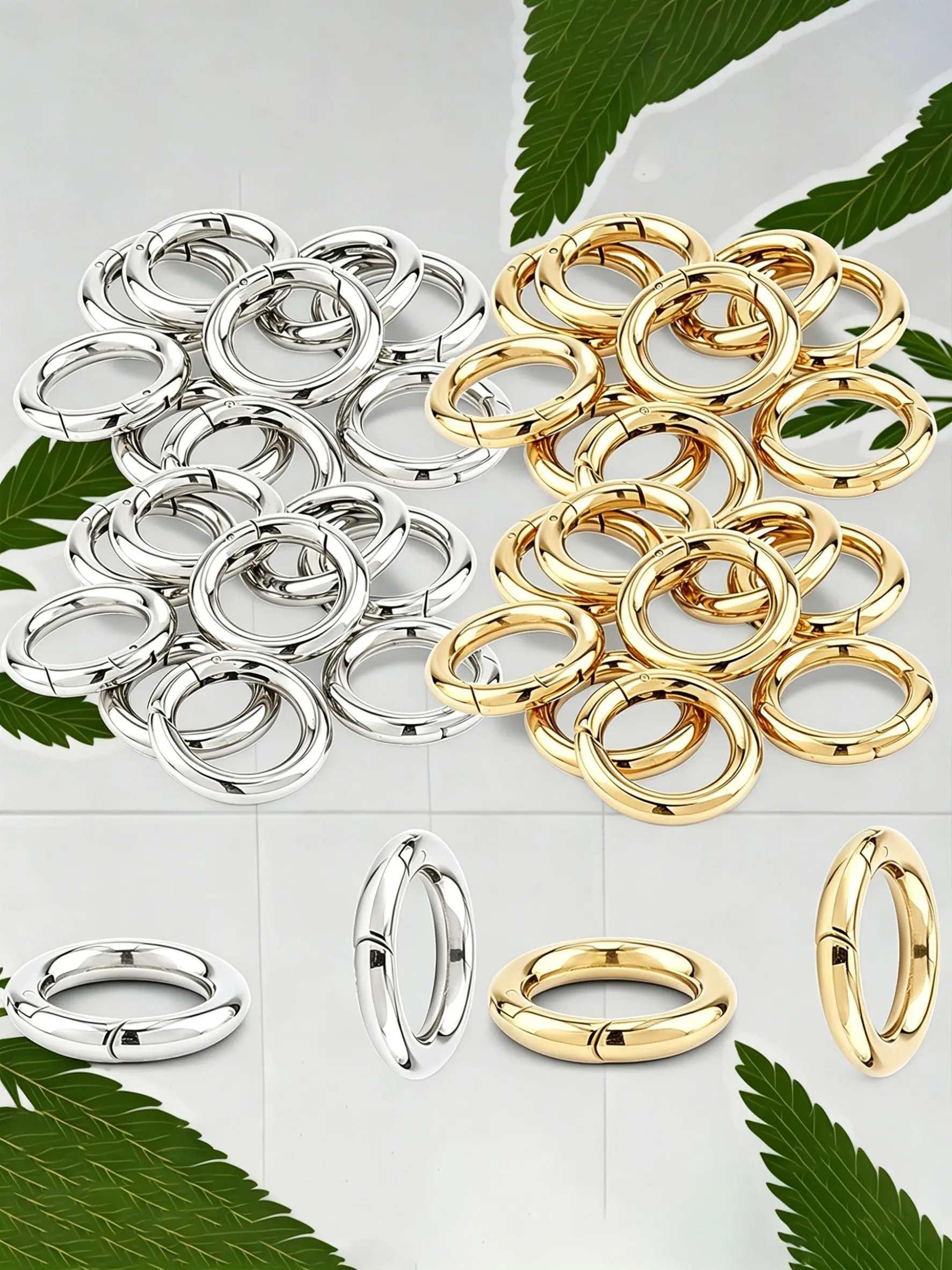 1/10/20pcs Round Metal Spring Keychain Set, Compact, Durable, Versatile Use, Spring Snap Keychains, Spring Key Rings, Spring Clasps Suitable for Wallets, Luggage, Bag Accessories, Decoration