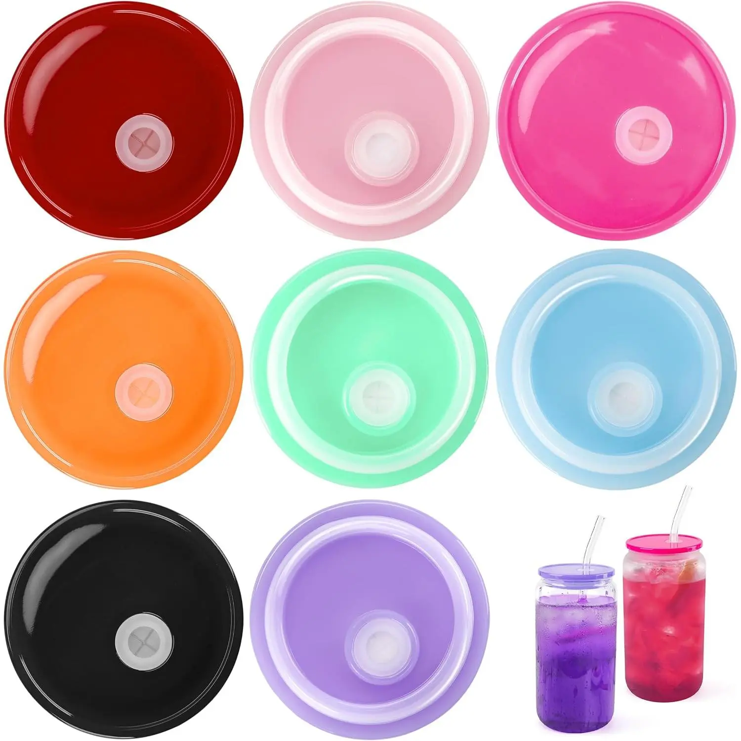 8 Pack   Fit for 16 oz Glass Cups Multi   |   for  users and  makers, for iced coffee, , boba and party drink stations