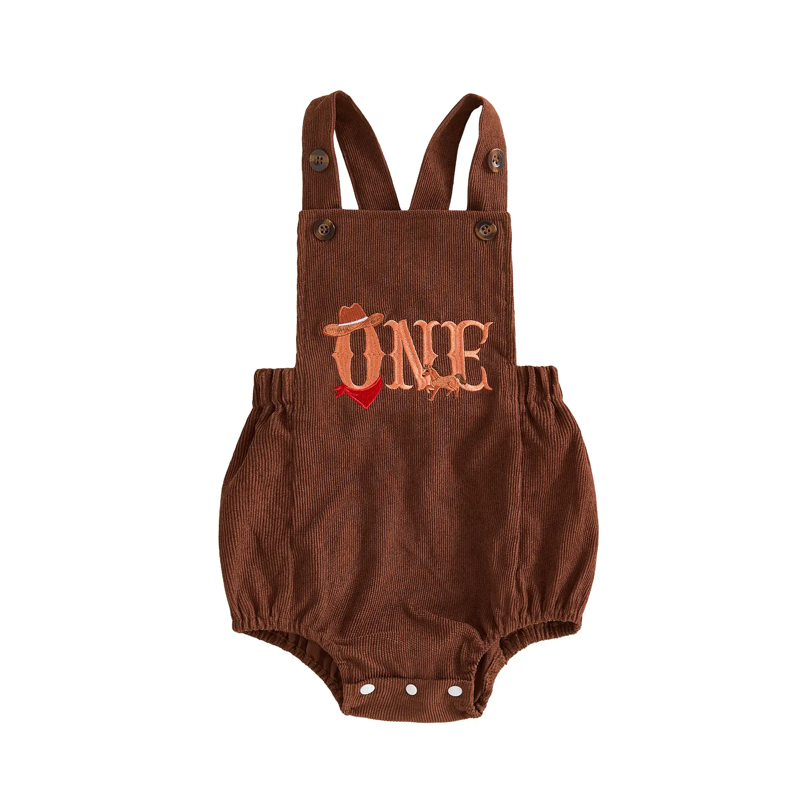 Canrulo Infant Baby Boy Birthday Overalls Romper Letter Embroidery Sleeveless Western Jumpsuit 6M-18M