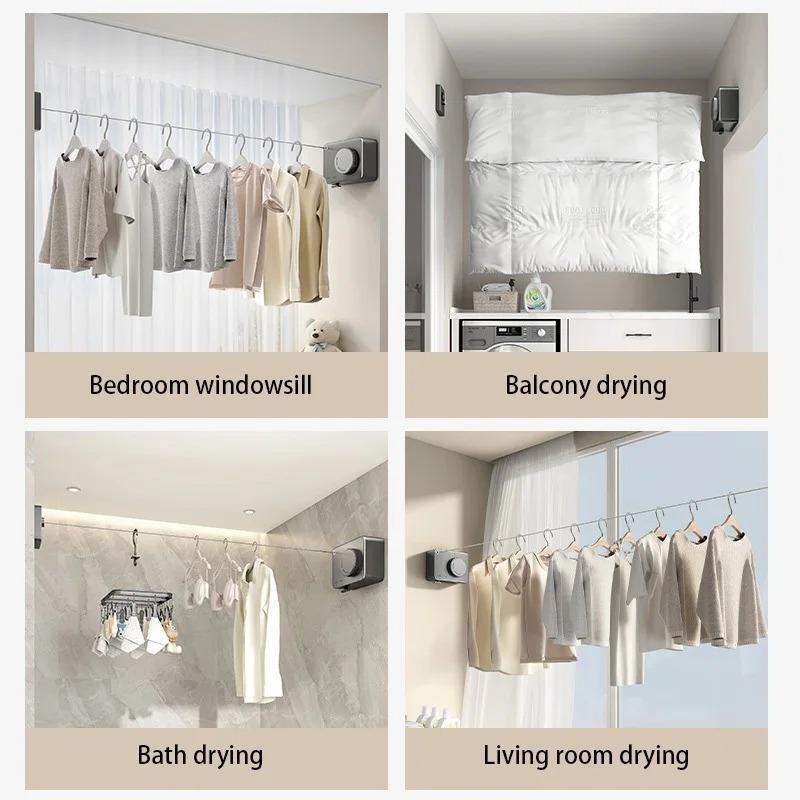 Retractable Durable & Convenient Clothesline, 1 Count Wall Mounted Clothesline, Space Saving Laundry Solution for Apartments, Backyards & Laundry Room