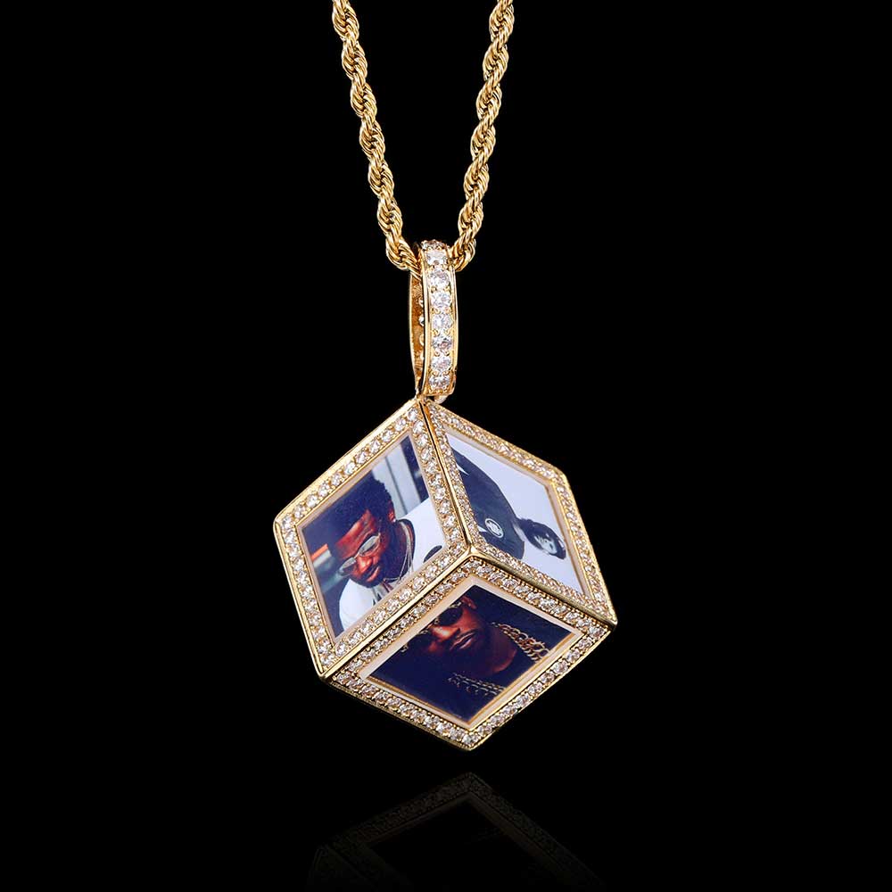 CARÁTIX - Hip Hop Personalize Pictures Jewelry Custom Memory Six-Side Cube Photo Pendant For Necklace GiftsValentine's Day Gift for Men & Girls & Boys Mothers' Day Gift #Springtok