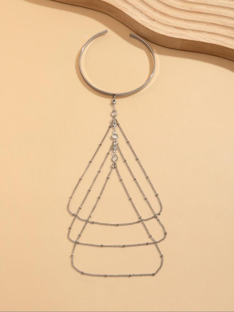 Women's Artificial Crystal & Chain Decor Arm Cuff, Fashionable Body Jewelry for Party, Daily Clothing Decor, Trendy All-match & Exquisite for Birthday Gift, Body Jewellery, Chic Body Jewelry