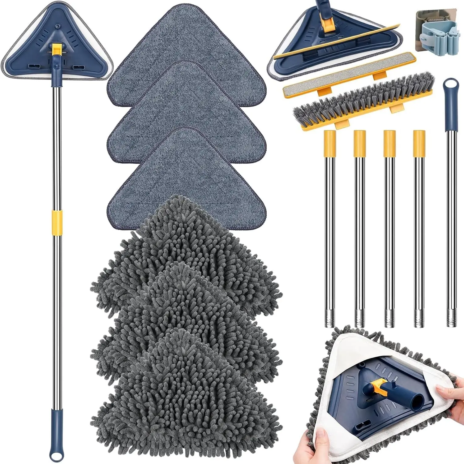 80" Wall Cleaner Mop with Long Handle, Ceiling Cleaner Tool, 5-in-1
