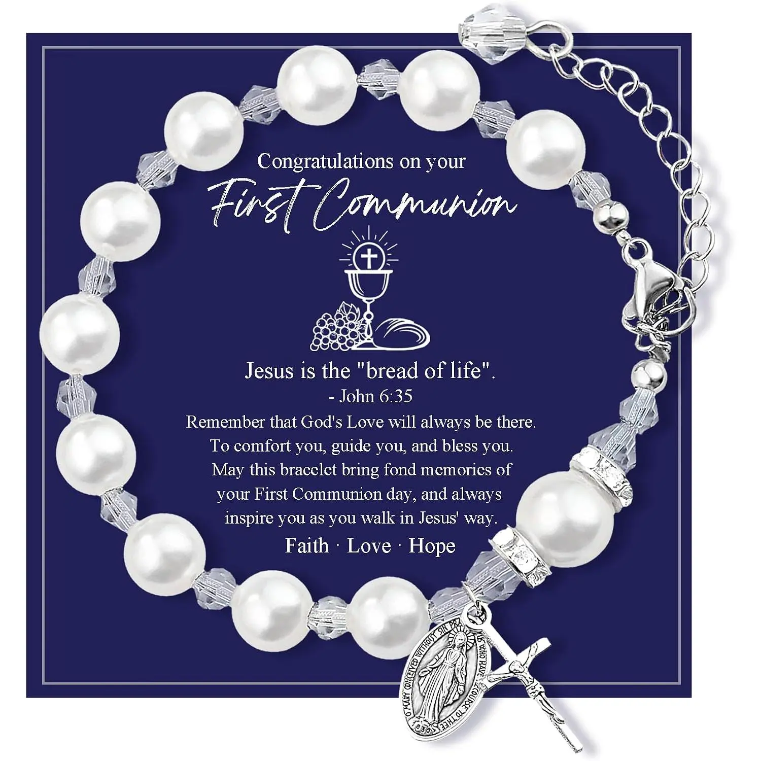 First Communion Gifts for Girls Boys, Cute  Bracelet | 1st Holy Communion Bracelet, Teens Religious , Christian Catholic Gifts for Son Daughter Niece, Easter Basket Stuffer