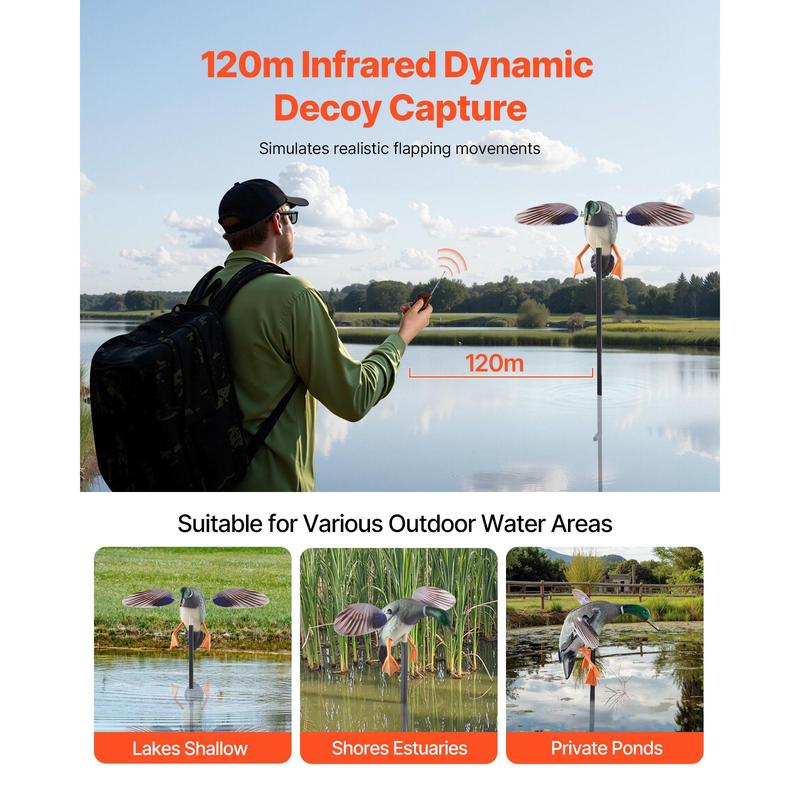 VEVOR Spinning Wing Motion Duck Decoys, Outdoor Teal Decoys for Hunting, Floating Duck for Pool, Pond, and Lake, Realistic Plastic Duck Hunting Decoy, Garden Yard Decoration, Easy to Carry, 1-Pack