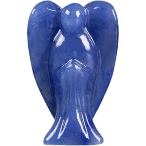 1.8 Inch Blue Aventurine , Guardian Angel Decor Figurines, Cute Figurines, Hand-Carved Angel ,  and  Stones for Room and Office Desk Decor, Angel Gifts for Women and Men