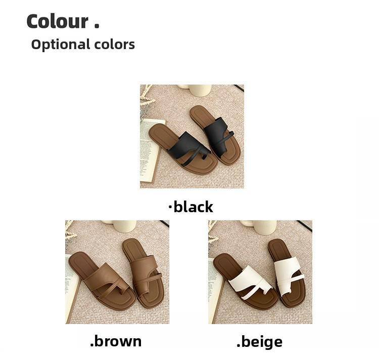 Toe Sandals for Women Summer Fashion Roman Style Simple Retro One-Strap Slippers Home Non-Slip Outdoor Versatile Sandals