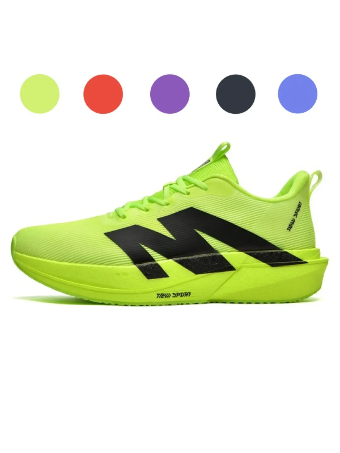 Unisex Carbon Board Marathon Running Shoes, Lightweight Breathable Mesh Upper, Shock Absorption Thick Sole, Sporty Patchwork Design, Sports Running Shoes, Athletic Running Trainers