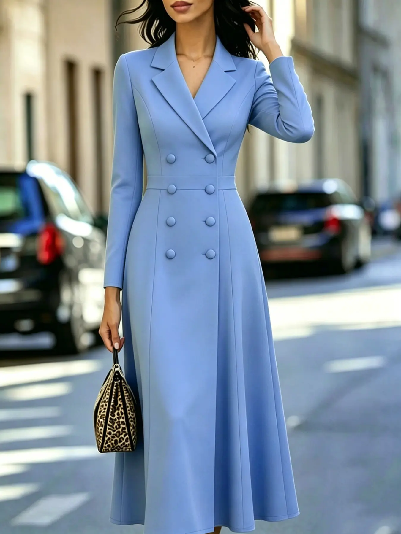 Elegant Double-Breasted Suit Dress, Waist-Cropped Long A-Line Skirt, New Style 2026, Women's Fashionable Clothing, Perfect for Special Occasions