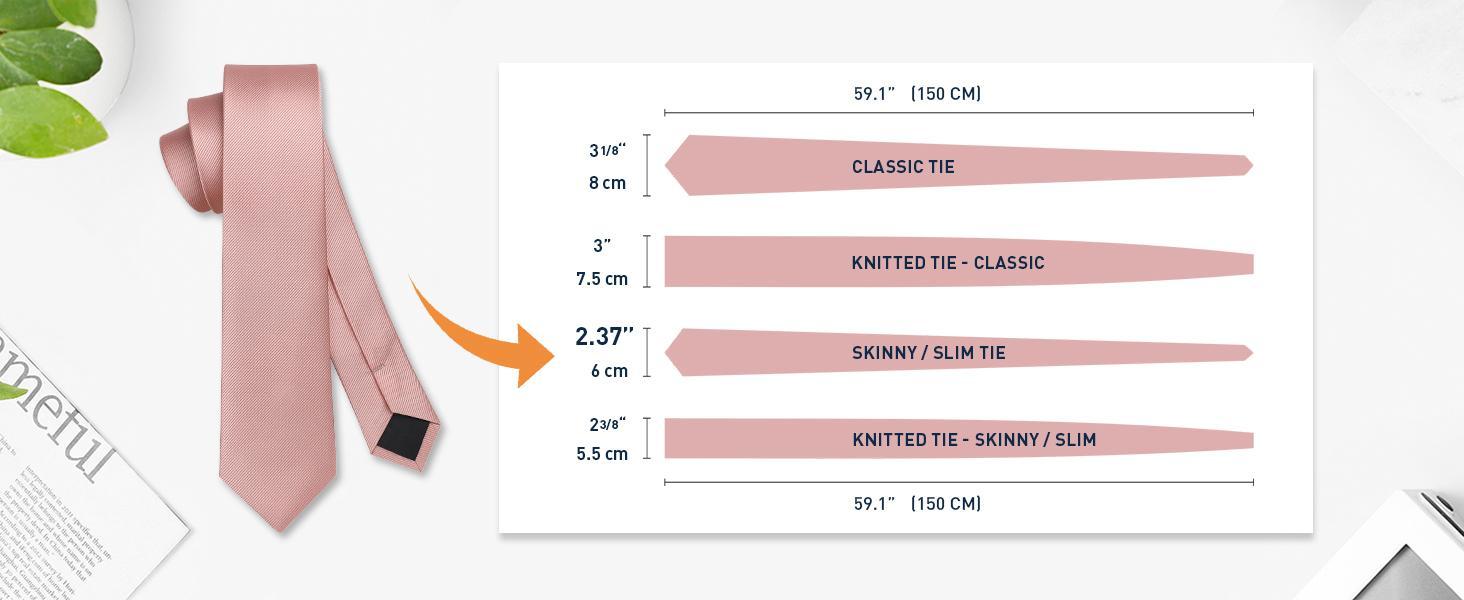 Slim Tie for Men Solid Color 6cm Classic Formal Business Tie for Weddings and All Occasions