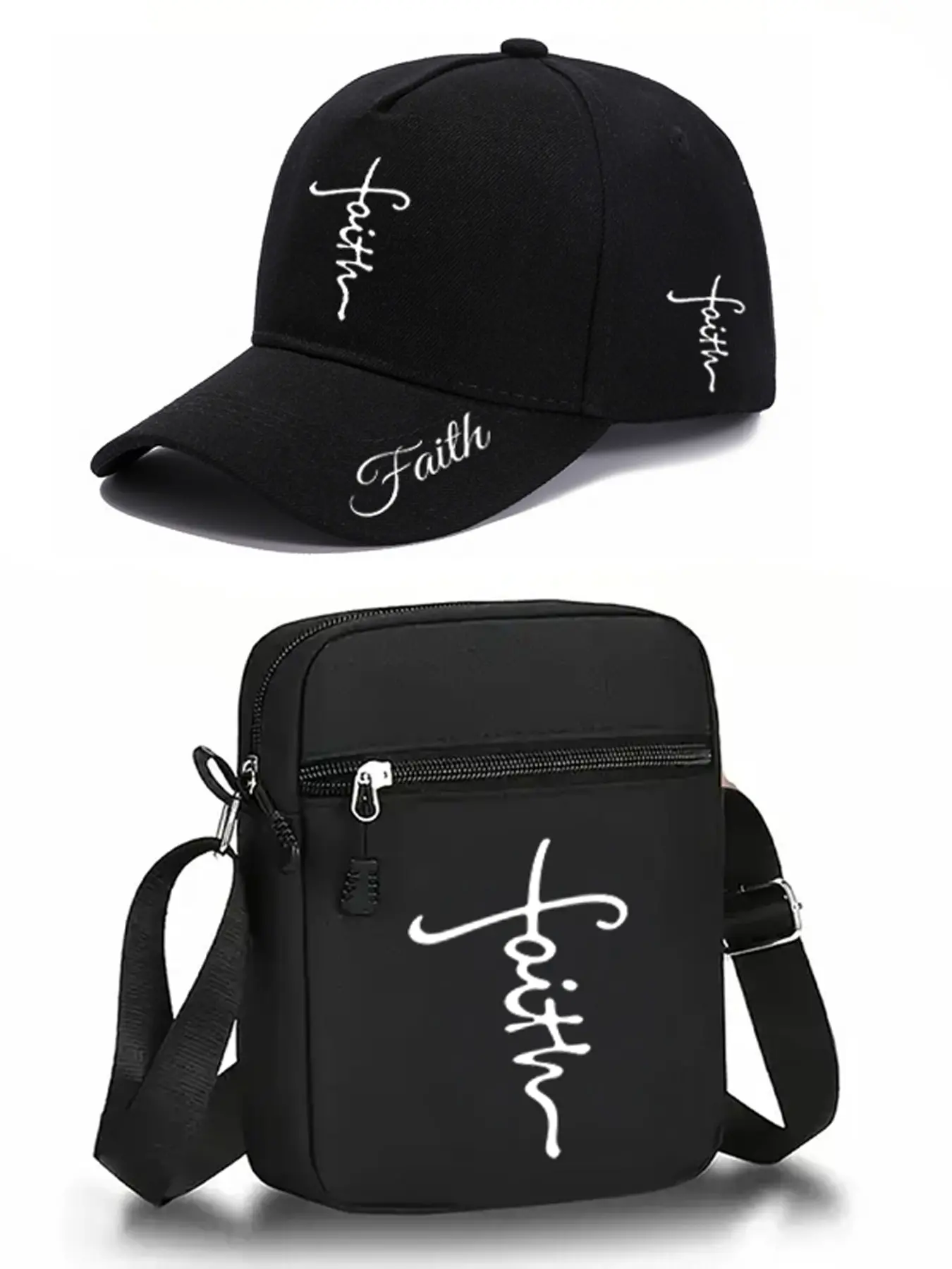 Geometric Print Baseball Cap and Crossbody Bag Set, Adjustable Street Fashion Hat and Backpack, Ideal for Daily Wear and Gifts