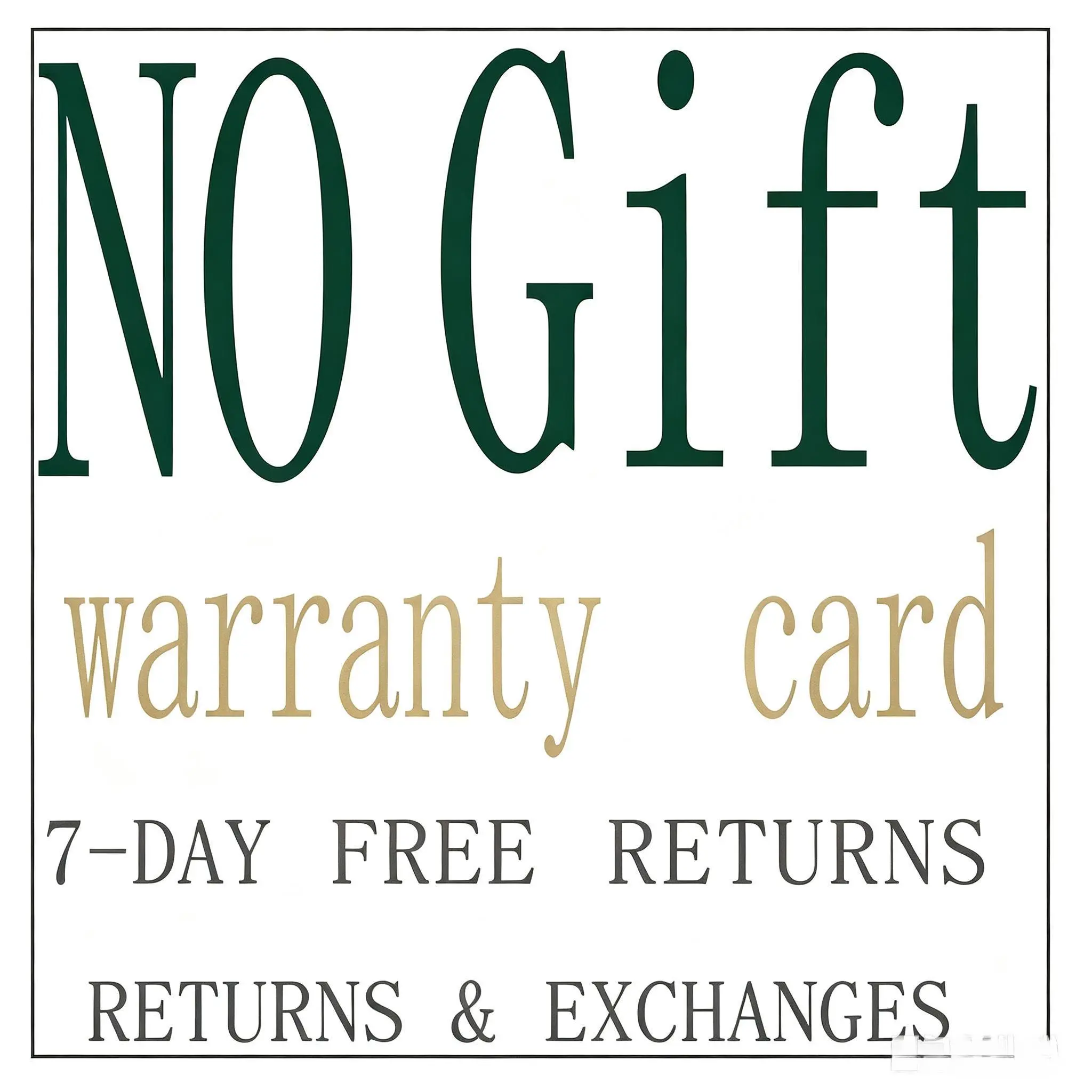 No Gift Included, Warranty Card Provided