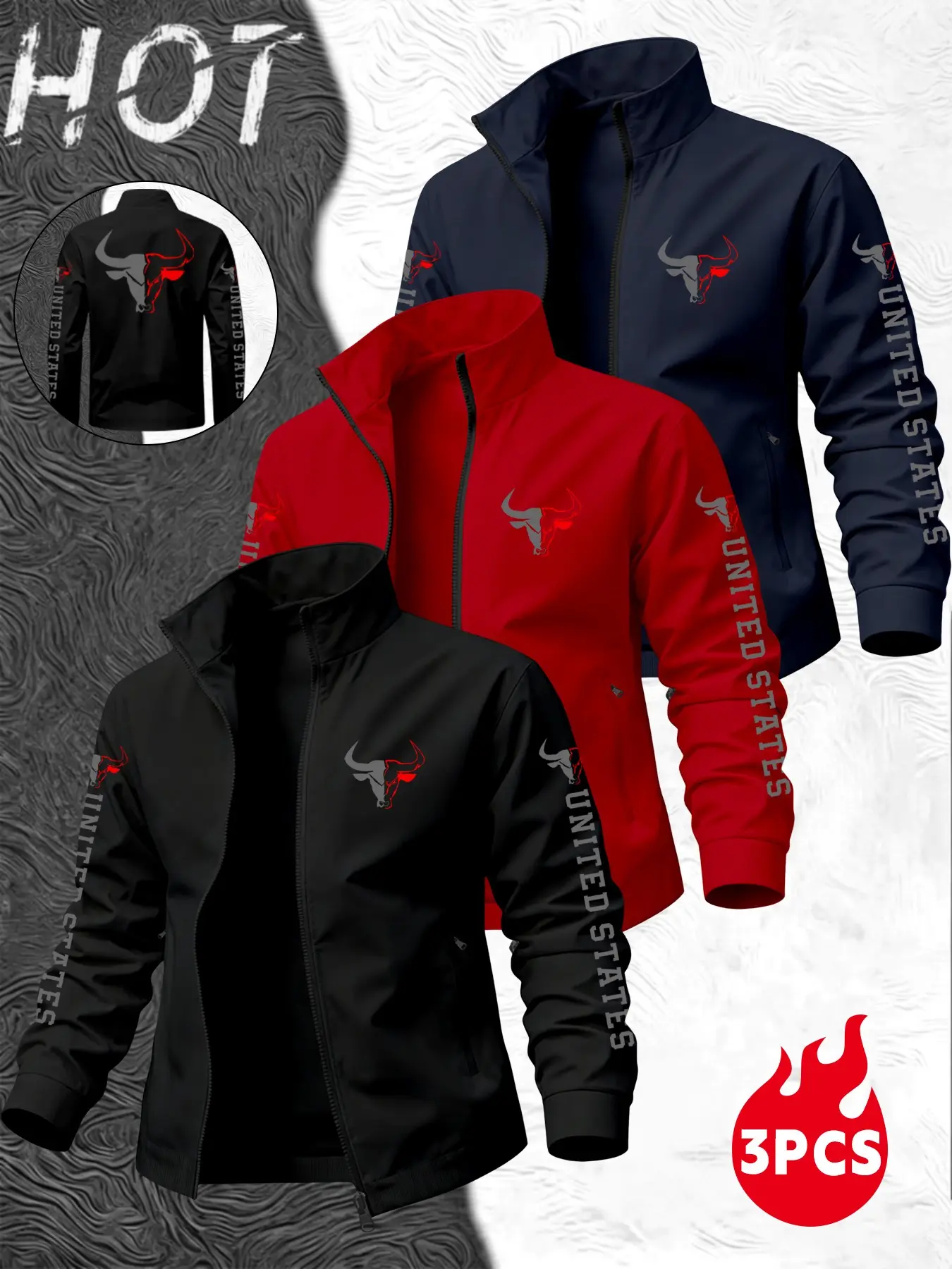 Men's Sporty Long Sleeve Lapel Jacket, Colorblock Letter Print, Zipper Outerwear, Fitted H-Type, All Seasons